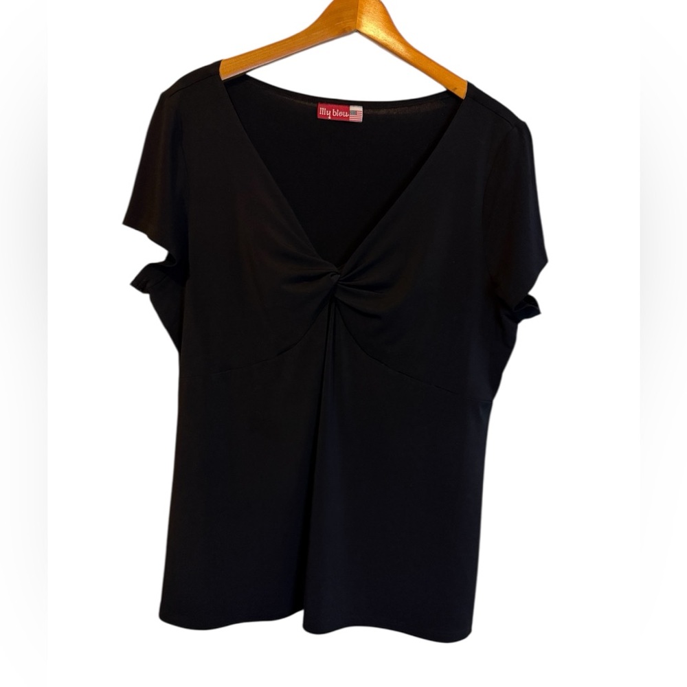 Lily Bleu Black Tie Front Blouse